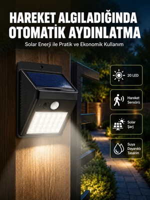 Epilons Hareket Algılamalı Solar LED Güvenlik Lambası Yeni Nesil