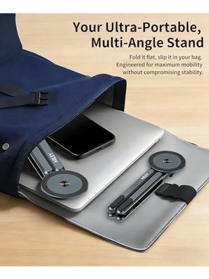 Maxi Trendy Miley Masa Için Taşınabilir Katlanabilir Dizüstü Bilgisayar Standı, Katlanabilir Ergonomik, 8 Seviyeli Yükseklik, 13-17 Inç Dizüstü Bilgisayarlar, Alüminyum Yapı, Tripod Uyumlu, Taşınabilir, Saklama