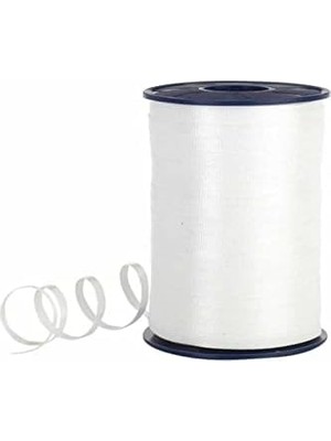 Maxi Trendy 200 Metre Beyaz Renkli Düz Şerit Rafya 8 mm Balon Ipi Plastik Balon Süsleme Kurdelesi