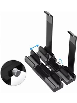 Maxi Trendy Laptop Stand Dikey ve Eğimli 3 Slotlu Ayarlanabilir Masaüstü Organizer Telefon Tablet Uyumlu Kaymaz Silikon Pedli Ergonomik Masa Düzenleyici Pvc Tpu Alaşım Siyah