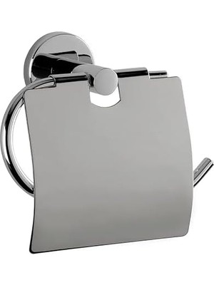 Maxi Trendy Tuvalet Kağıtlığı Metal, Kapaklı Tuvalet Kağıdı Tutucu, Krom Kaplama, Vidalı
