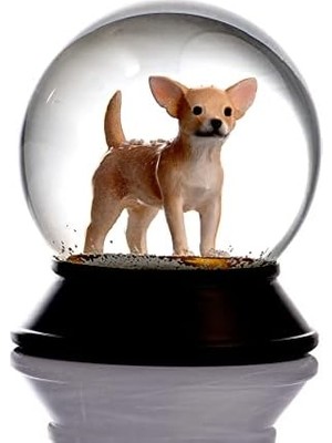 Maxi Trendy Cam ve Reçine Altın Patiler Köpek Chihuahua (Kayısı) Kar Küresi Hediye