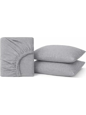 Maxi Trendy SEPTUMIUM%100 Pamuklu Lastikli Çarşaf, Gri, 2 Yastık Kılıfı Dahil (100X200)