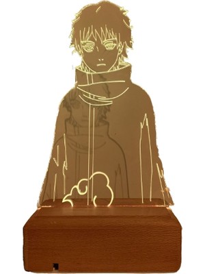 Modiwa Design Naruto - Sasori 16 Renk Uzaktan Kumandalı 3D Ahşap Gece Lambası Hediyelik