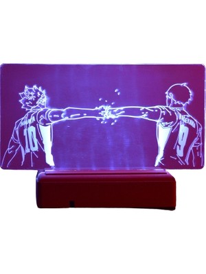 Modiwa Design Haikyuu Kageyama - Hinata 16 Renk Uzaktan Kumandalı 3D Ahşap Gece Lambası Hediyelik