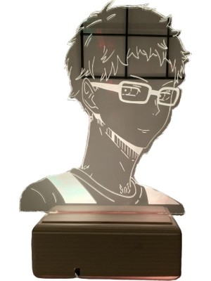 Modiwa Design Haikyuu Kei Tsukishima 16 Renk Uzaktan Kumandalı 3D Ahşap Gece Lambası Hediyelik