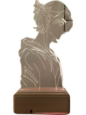 Modiwa Design Eren Jaeger Attack On Titan 16 Renk Uzaktan Kumandalı 3D Ahşap Gece Lambası Hediyelik