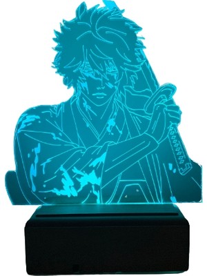 Modiwa Design Gintama Sakata Gintoki 16 Renk Uzaktan Kumandalı 3D Ahşap Gece Lambası Hediyelik