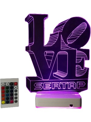 Modiwa Design Sevgiliye Love 16 Renk Uzaktan Kumandalı 3D Ahşap Gece Lambası Hediyelik