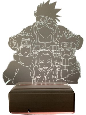 Modiwa Design Naruto Team 7 Kakashi 16 Renk Uzaktan Kumandalı 3D Ahşap Gece Lambası Hediyelik
