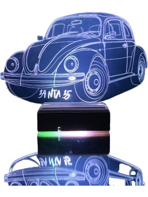 Modiwa Design Sevgiliye Vosvos Araba 16 Renk Uzaktan Kumandalı 3D Ahşap Gece Lambası Hediyelik