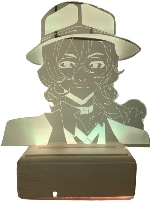 Modiwa Design Bungo Stray Dogs Chuuya Nakahara 16 Renk Uzaktan Kumandalı 3D Ahşap Gece Lambası Hediyelik