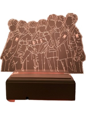 Modiwa Design Bts Bangtan Boys Bts Army 16 Renk Uzaktan Kumandalı 3D Ahşap Gece Lambası Hediyelik