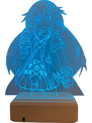 Modiwa Design Uzume Tennouboshi - Hyperdimension Neptunia 16 Renk Uzaktan Kumandalı 3D Ahşap Gece Lambası