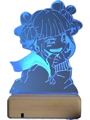 Modiwa Design Himiko Toga - My Hero Academia 16 Renk Uzaktan Kumandalı 3D Ahşap Gece Lambası Hediyelik