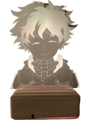 Modiwa Design Deku Izuku Midoriya My Hero Academia 16 Renk Uzaktan Kumandalı 3D Ahşap Gece Lambası Hediyelik
