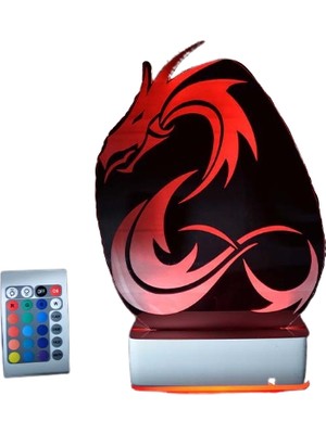 Modiwa Design Dil Çıkartan Ejderha 16 Renk Uzaktan Kumandalı 3D Ahşap Gece Lambası Hediyelik