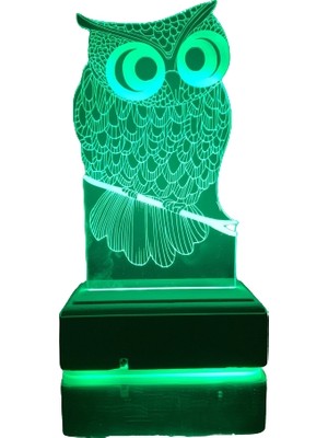 Modiwa Design Baykuş 16 Renk Uzaktan Kumandalı 3D Ahşap Gece Lambası Hediyelik