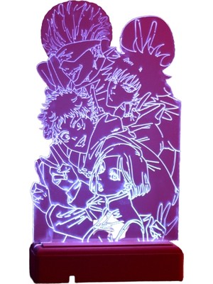 Modiwa Design Jujutsu Kaisen Gojo Satoru Team 16 Renki 16 Renk Uzaktan Kumandalı 3D Ahşap Gece Lambası Hediyelik