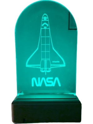 Modiwa Design Nasa Roket 16 Renk Uzaktan Kumandalı 3D Ahşap Gece Lambası Hediyelik