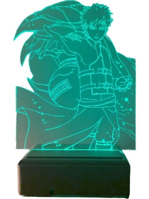 Modiwa Design Naruto Gaara 16 Renk Uzaktan Kumandalı 3D Ahşap Gece Lambası Hediyelik