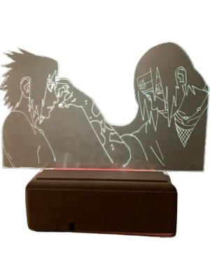 Modiwa Design Itachi Death Naruto 16 Renk Uzaktan Kumandalı 3D Ahşap Gece Lambası Hediyelik