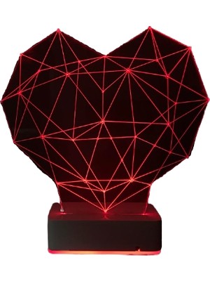 Modiwa Design Sevgililer Günü Geometrik Kalp 16 Renk Uzaktan Kumandalı 3D Ahşap Gece Lambası Hediyelik