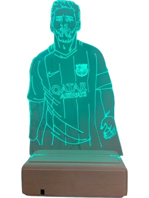 Modiwa Design Lionel Messi 16 Renk Uzaktan Kumandalı 3D Ahşap Gece Lambası Hediyelik