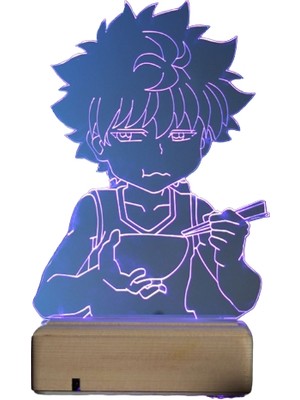 Modiwa Design Hunter X Hunter Killua Zoldyck 16 Renk Uzaktan Kumandalı 3D Ahşap Gece Lambası Hediyelik