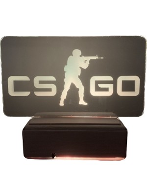 Modiwa Design CS GO 16 Renk Uzaktan Kumandalı 3D Ahşap Gece Lambası Hediyelik