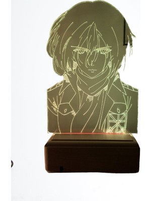 Modiwa Design Aotitan -mikasa Ackerman Attack On Titan 16 Renk Uzaktan Kumandalı 3D Ahşap Gece Lambası Hediyelik