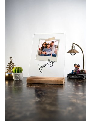 Modiwa Design Family Aile Fotoğraflı Kişiselleştirilebilir Anneler Günü Masa Dekouru Tasarım Dekoratif Ahşap
