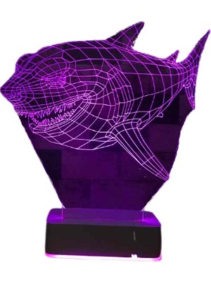 Modiwa Design Köpekbalığı 16 Renk Uzaktan Kumandalı 3D Ahşap Gece Lambası Hediyelik