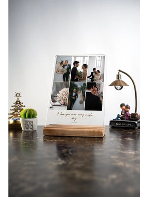 Modiwa Design Kişiselleştirilebilir Sevgililer Günü 6 Fotoğraflı Ahşap Masa Dekoru Tasarım