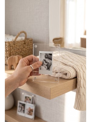 MY1COMPANY Şeffaf Akrilik 2li Mıknatıslı Fotoğraf Çerçevesi - Çift Taraflı Masa Üstü Pleksi Fotoğraflık Frame