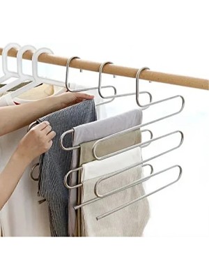 CATEKSSS 2'li Pantolon Askısı, Eşarp Askısı, 5 Katlı Dolap Içi Askı Metal Gri Tr
