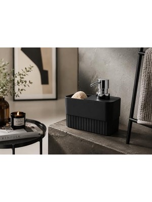 Maxi Trendy Süngerlikli Sıvı Sabunluk - 2'si 1 Arada Mutfak ve Banyo Tezgah Üstü Düzenleyici - Modern Tasarım, Pratik Kullanımlı Sıvı Sabun Pompası ve Sünger Bölmeli Deterjanlık Seti