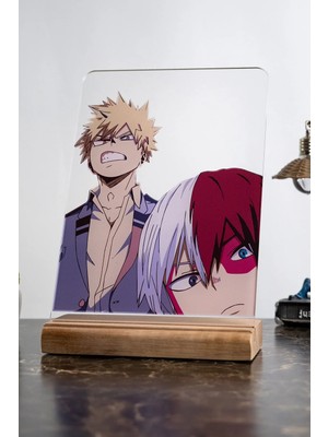 Modiwa Design My Hero Academia Ev Bakugo - Todoroki Masa Tasarım Dekoratif Ahşap Masaüstü Obje Hediyelik