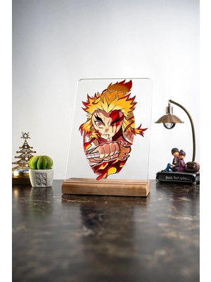 Modiwa Design Ev Kyojuro Rengoku, Eşya, Ürünler, Masa Tasarım Dekoratif Ahşap Masaüstü Obje Hediyelik