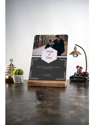Modiwa Design Fotoğraflı Tarihli Kişiselleştirilebilir Masa Ev Dekor Tasarım Dekoratif Ahşap Masaüstü Obje