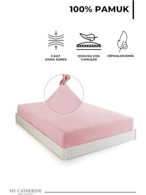 Maxi Trendy Lastikli & Hipoalerjenik ÇARŞAF%100 Pamuk Penye Kumaş Pembe 160X200, Luxcarsaf