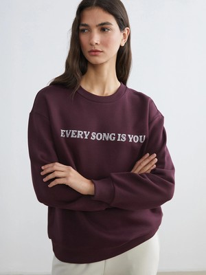 Lc Waikiki Yeni Sezon Bisiklet Yaka Taşlı Kadın Sweatshirt