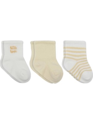 Kentex Mey Ithalat® Little Love Girl 3'lü Penye Soket Çorap 10137 Ekru