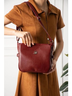 Çanta Trend Yumuşak Suni Deri Bordo Kadın Omuz Askılı Çapraz Çanta