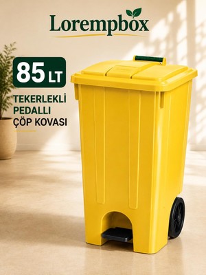 Lorempbox 85 Lt Tekerlekli Pedallı Çöp Kovası | Ağır Hizmet Tipi Plastik Çöp Konteyneri | Ev, Ofis, Otel, Restoran ve Hastane Kullanımına Uygun