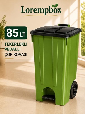 Lorempbox 85 Lt Tekerlekli Pedallı Çöp Kovası | Ağır Hizmet Tipi Plastik Çöp Konteyneri | Ev, Ofis, Otel, Restoran ve Hastane Kullanımına Uygun