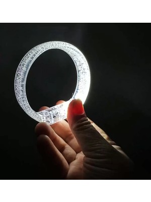 Uslucan Alışveriş Beyaz-Gümüş LED Işıklı Baskı Yapılabilen Pilli Bileklik Bilezik 1,5 cm Genişlik