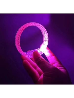 Uslucan Alışveriş Pembe LED Işıklı Baskı Yapılabilen Pilli Bileklik Bilezik 1,5 cm Genişlik