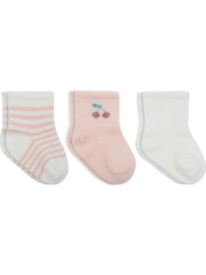 Kentex Mey Ithalat® Cherry Girl 3'lü Penye Soket Çorap 10138 Ekru