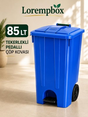 Lorempbox 85 Lt Tekerlekli Pedallı Çöp Kovası | Ağır Hizmet Tipi Plastik Çöp Konteyneri | Ev, Ofis, Otel, Restoran ve Hastane Kullanımına Uygun